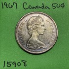 1967 Canada          50 Cents Canadian Silver Half Dollar  George Vi Amazing Toning