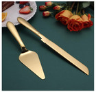 Gold Cake Knife   Server Set     2 Pcs Stainless Steel For Wedding  Birthday  Xmas