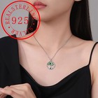 Tree Of Life Pendant Necklace  925 Sterling Silver Plated  Green Zirconia