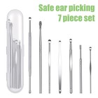 7pc Ear Cleaning Tool Set  Spiral  Spoon   Pick Tips  Stainless Steel