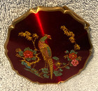 Vtg 1940 s Stratton England Red Enamel Convertible Compact-pheasant-3 25   -vguc