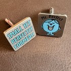Vintage 1990s Mr Men Cufflinks Mr Perfect Small But Perfectly Formed 