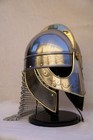 Handcrafted Viking Wolf Armor Helmet Silver Finish   Medieval Helmet Free Stand