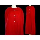 Vintage 60s Red Velvet Ankle Length Cape  Rhinestone Buttons  Size M  L  Xl