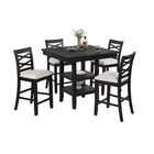 Dining Room Furniture Counter Height 5pc Set Table W Shelves Cushion Seat Chairs