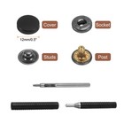 24set Leather Snap Fasteners Kit 12mm Metal Snaps With 3 Setter Tools Black