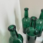 Set Of 8 Green Hammered Glass Bottles 10 5    Rustic Decorative Vase Craft Lot