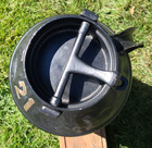 Vintage Steel Milk Can W  Latched Lid   Handle  Painted Black  21 x10   Gold  21