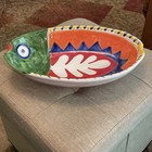 Vintage Mcm Giovanni Desimone Large Fish Bowl Hand Painted 12    Italy