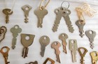 Antique Vintage Lot 40 Flat Lock Keys Luggage - Jewelry Boxes - Doors - Padlocks