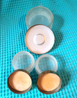 Vintage 3 Piece Art Deco Vanity Set Satin Glass   Brass