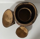 Vintage Dayak Beaded Baje  Baskets - Set Of 2 Handwoven Borneo Tribal Art