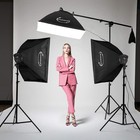 Photography Photo Studio 3 Softbox Boom Light Stand Lighting Kit Diffuser W bag
