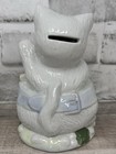 Vintage Ceramic Cat Kitten In Wristwatch Bank W  Stopper
