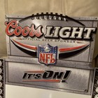 Vintage 2002 Coors Light Beer Nfl Football Helmets Metal Tin Sign Large 32x21   