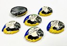 6 Vintage Hand Painted Wood Macaw Parrot 32mm  Flat Back Wood Findings T113