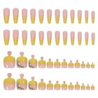Yellow Square Coffin Ballerina Extra Long Fake Acrylic False Tips Press On Nails