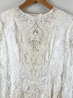 French Lace Vtg Romantic Ivory Lace Satin Embellished Beaded Wedding Gown 80   s