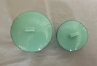 Vintage Schwartz Brothers Celluloid Powder Vanity Boxes Teal Green Mint