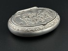 Antique Dutch 833 Silver Repousse Tavern Scene Snuff Box Pill Box  32 3 Grams