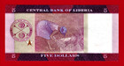 Scarce Five 5 Dollars 2016 Liberia Unc Banknote -  pick-31a  - First Prefix  aa 