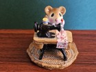 Retired Wee Forest Folk Miss Bobbin Seamstress  1979  Pink Dress Signed - Mint 