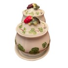 Vintage Sugar Creamer Bowl Set With Bottom Tray 3d Strawberry Grape Leaves Japan