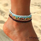 Boho Handmade Beaded African Anklets Multicolor Women Stretch Seed Beads