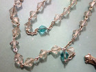 20  Rosary Clear   Blue Glass Beads Sterling Silver Crucifix 1-7 8  33 1g