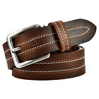 Mens Genuine Full Grain Classic Leather Belt Belts Casual Jean Buckle Brown Usa