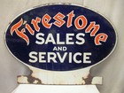 Vintage Firestone Tire Tyre Sign Board Porcelain Enamel Oval Shape Collectible 9