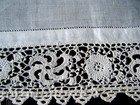 Antique 1920 Wedding Handkerchief Linen Center   Irish Hand Crochet Trimmed Lace