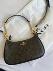 Nwt Coach Ca548 Teri Shoulder Bag In Signature Canvas gold brown Free