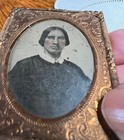 Antique 19th Century Victorian Ambrotype Woman 1 9 Plate Copper Embossed Frame