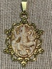  new Item  Lg   Hindu Ganesha Buddha Cameo Pendant gold-washed g deco Set-new