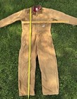 Vintage Carhartt Duck Coveralls Usa Quilted Red Lining Brown Corduroy Collar L