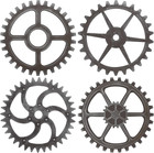 4 Pieces Wooden Industrial Steampunk Style Gear Wheel Wall Decoration 10 Inch   