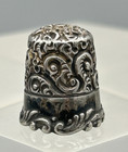 Fine Old Ketcham   Mcdougall Kmd Fancy Monogrammed Bess Sz 7 Sterling Thimble