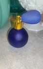 Antique Cobalt Blue Glass Perfume Bottle Vintage Atomizer Crackle