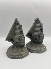Antique 1930 C h  Inc  Nyc Cutty Sark Pewter Clipper Ship Nautical Bookends