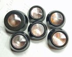 6 Vintage Black Wood Buttons W  Mother Of Pearl Inlay   5   9 16  And 1   3 4 