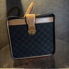 Vintage Gucci Train Case Blk brown Piping 