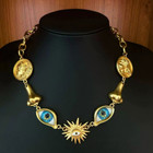 Vintage Demon Eye Western Schiaparelli Copper-plated Gold Earrings  Necklace