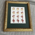 Vintage 80s Print 1987 Christmas Bell Santa E Halsey Signed Framed Holiday Art