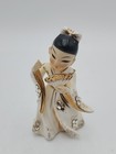 Vintage Lefton Fan Girl Geisha Closed Eyes Figurine Rhinestone Japanese Japan