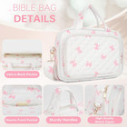 Bible Cover Case For Women Large Quilted Floral Bible Study Organizer With