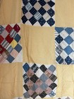 Vintage Yellow   Blue Patchwork Quilt Hand Sewn Topper 60x84 Cottage Core Granny
