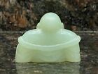 Vintage Hand Carved Chinese Green Jade Buddha Statue Small Figurine 1 75  Tall