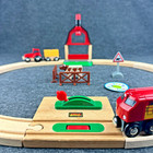 Brio 33719 Farm Railway Set Barn Tractor Train Lot With 33669 Auto Stop Track