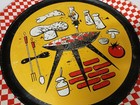 Vintage Mid Century Modern 1950s Metal Serving Tray Bbq Grill 19  Retro Decor